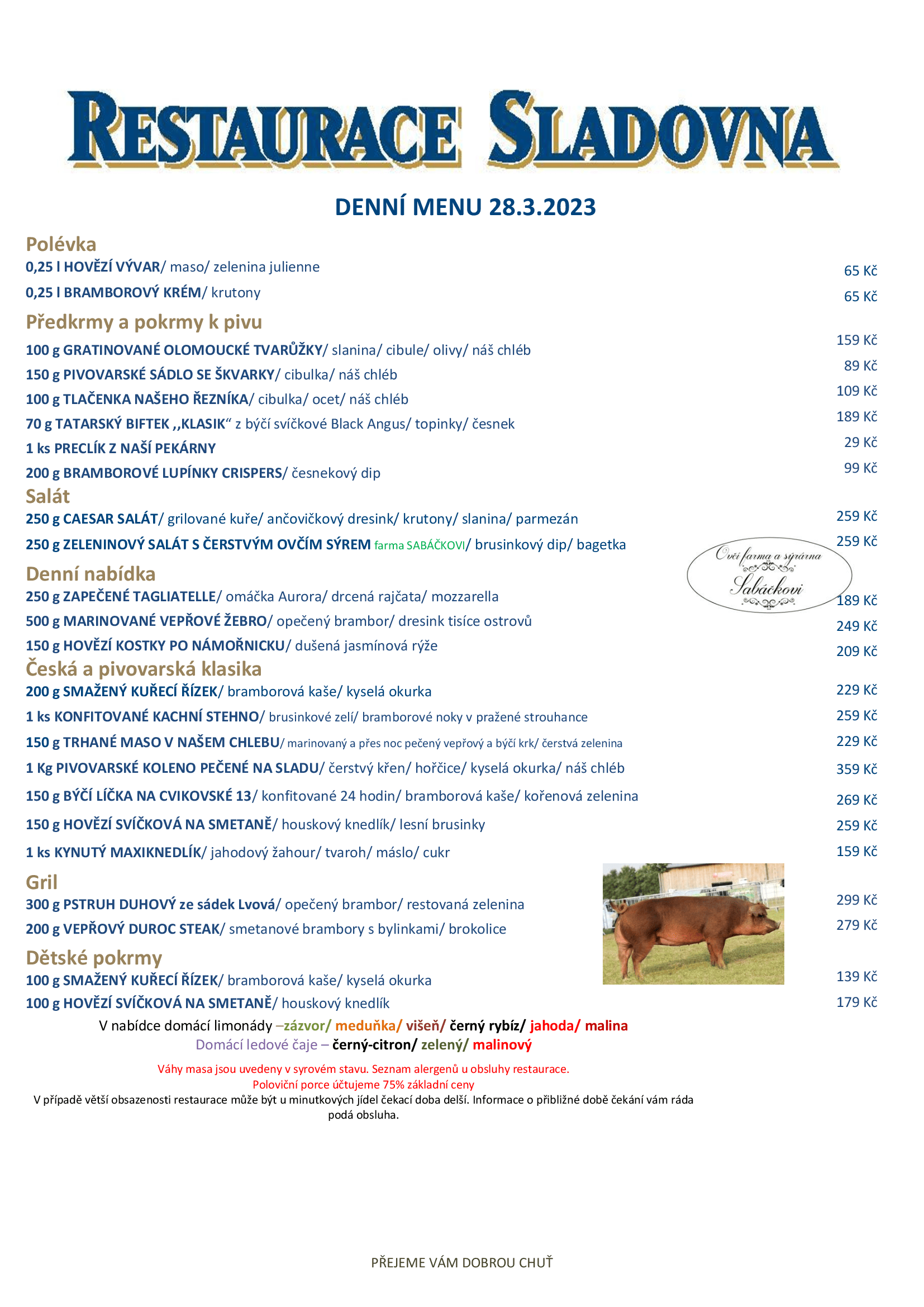 Denní menu | restaurace Sladovna Cvikov